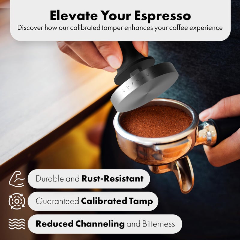 LuxHaus Espresso Tamper - 49mm Calibrated Coffee Tamper for Espresso Machine with Spring Loaded 100% Flat Stainless Steel Base - Image 5